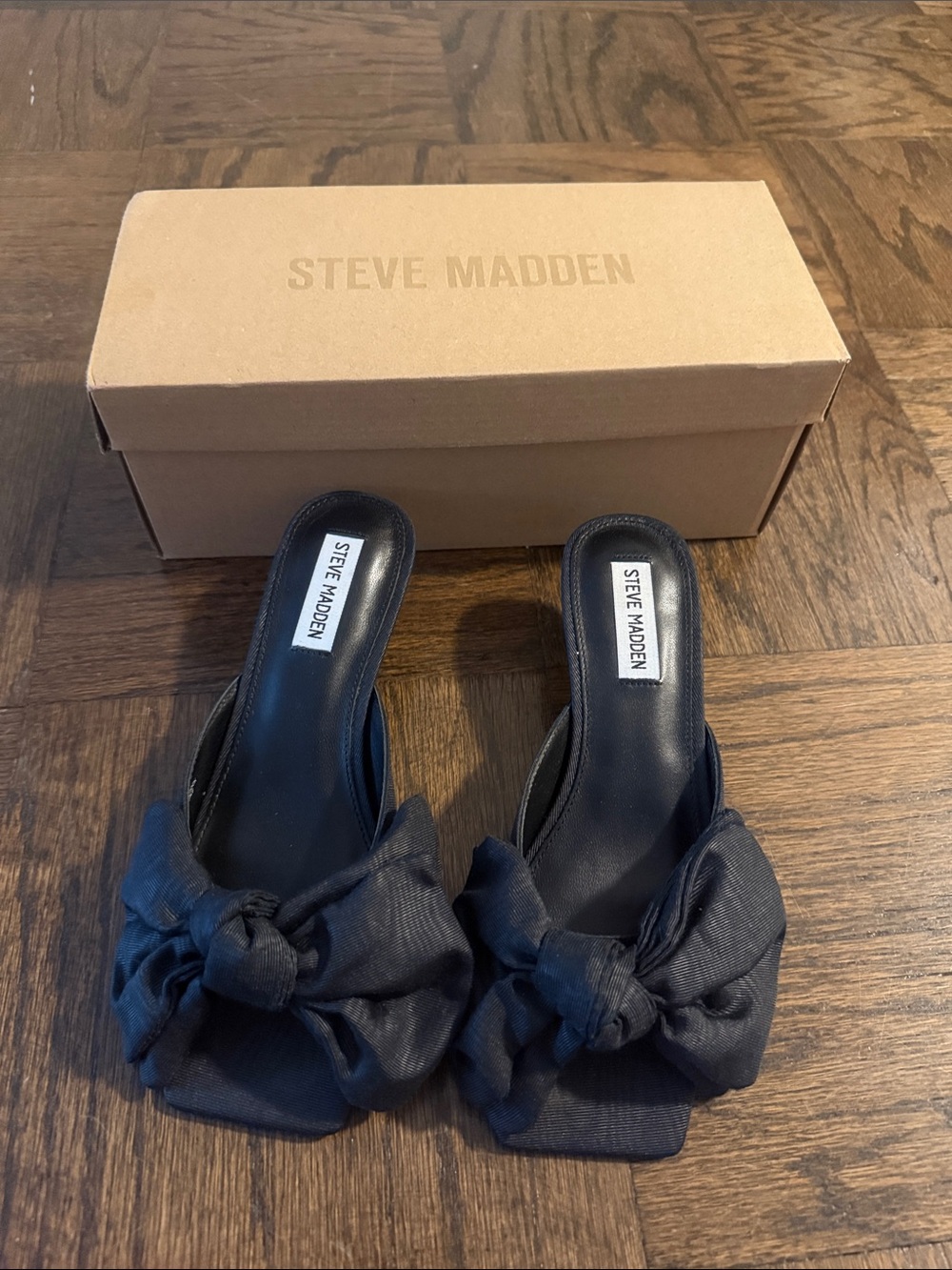 Steve Madden Black Knotted Slide Sandals